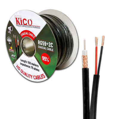 KICO OEMブランド RG59+2Cケーブル CCTVとビデオのためのRG59同軸ケーブル